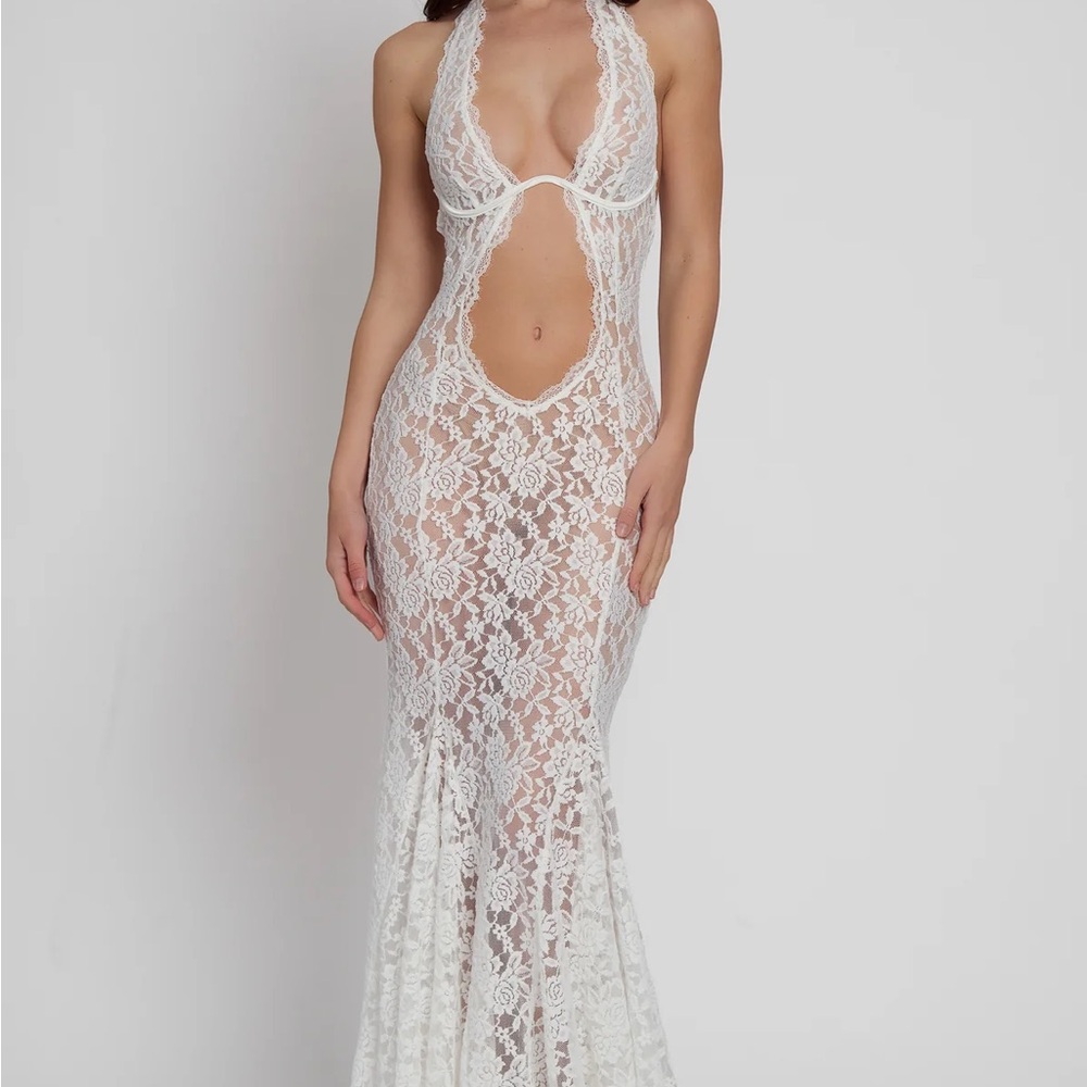 SALTAIR LACE BUSTIER MAXI DRESS - WHITE